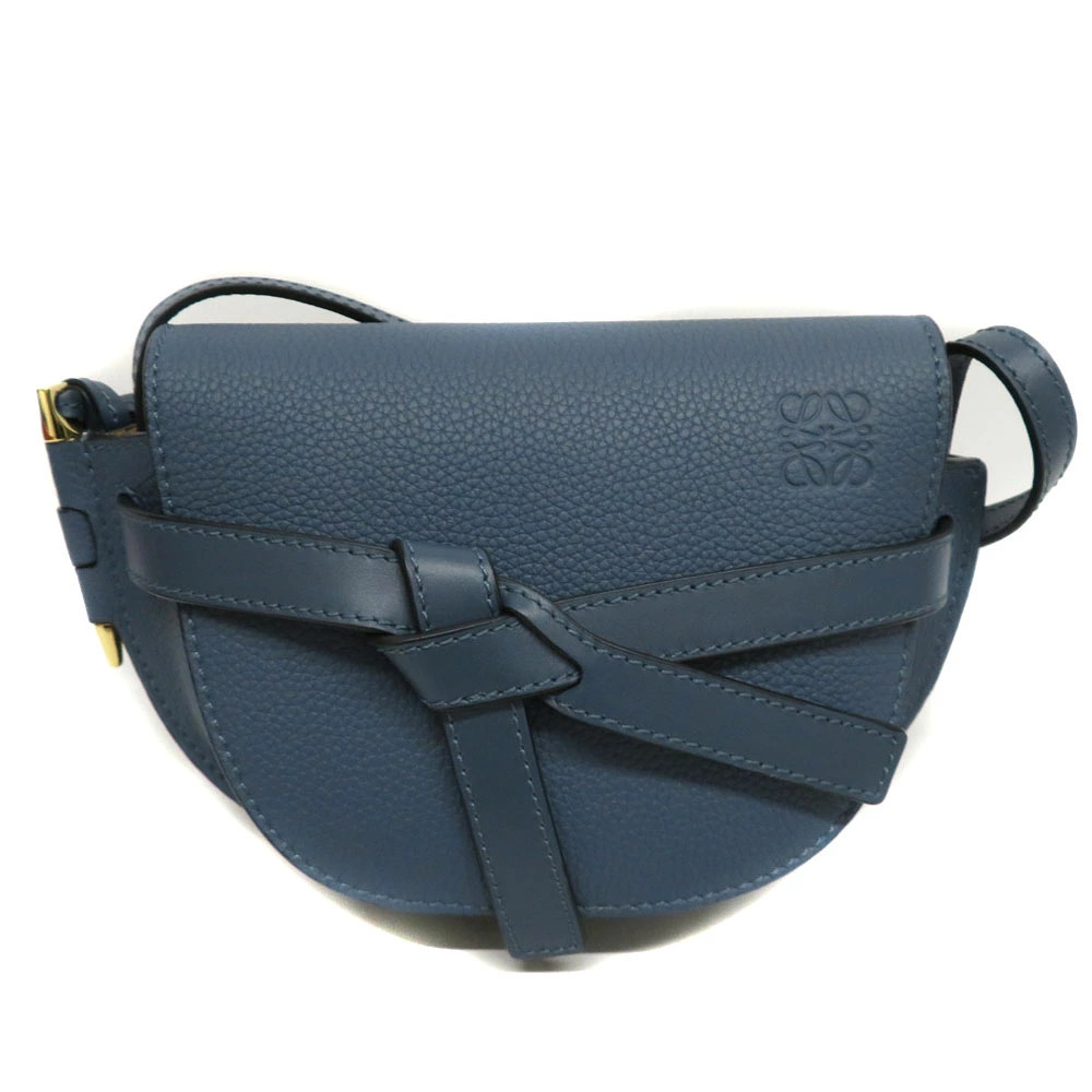 LOEWE Gate Dual Bag Shoulder Leather Blue Anagram